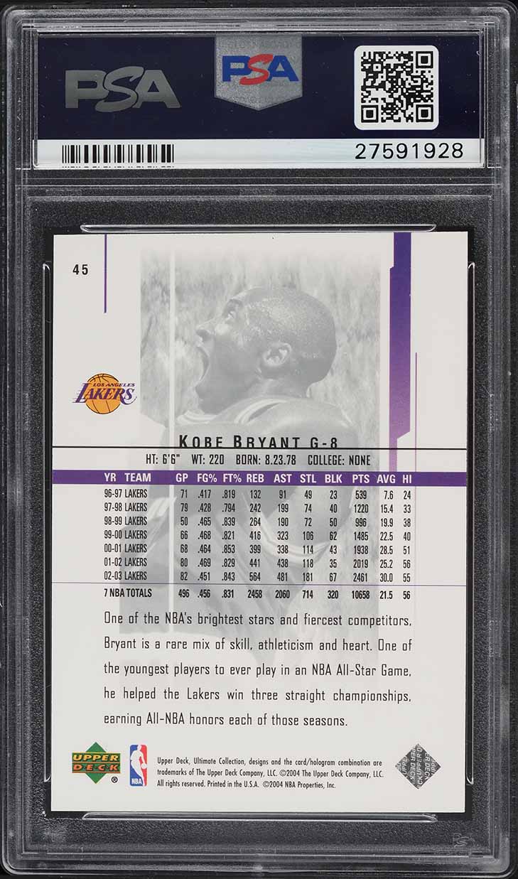 2003 Ultimate Collection Kobe Bryant /750 #45 PSA 10 GEM MINT