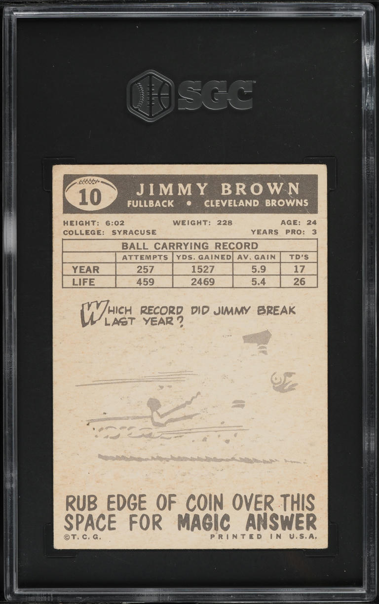 1959 Topps Football Jim Brown #10 SGC 2.5 GD+