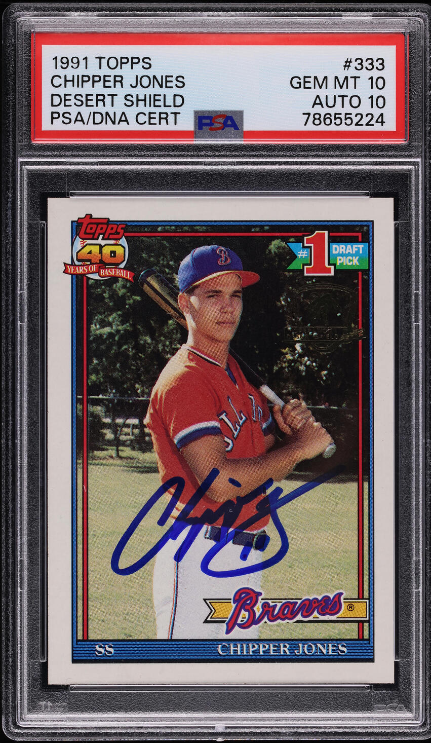 1991 Topps Desert Shield Chipper Jones ROOKIE AUTO DNA 10 #333 PSA 10 GEM MINT