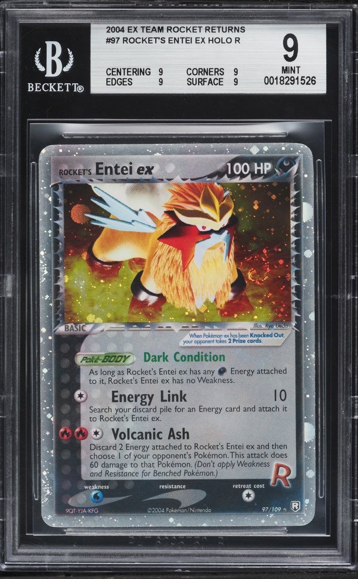 2004 Pokemon EX Team Rocket Returns Holo Rocket's Entei EX #97 BGS 9 MINT