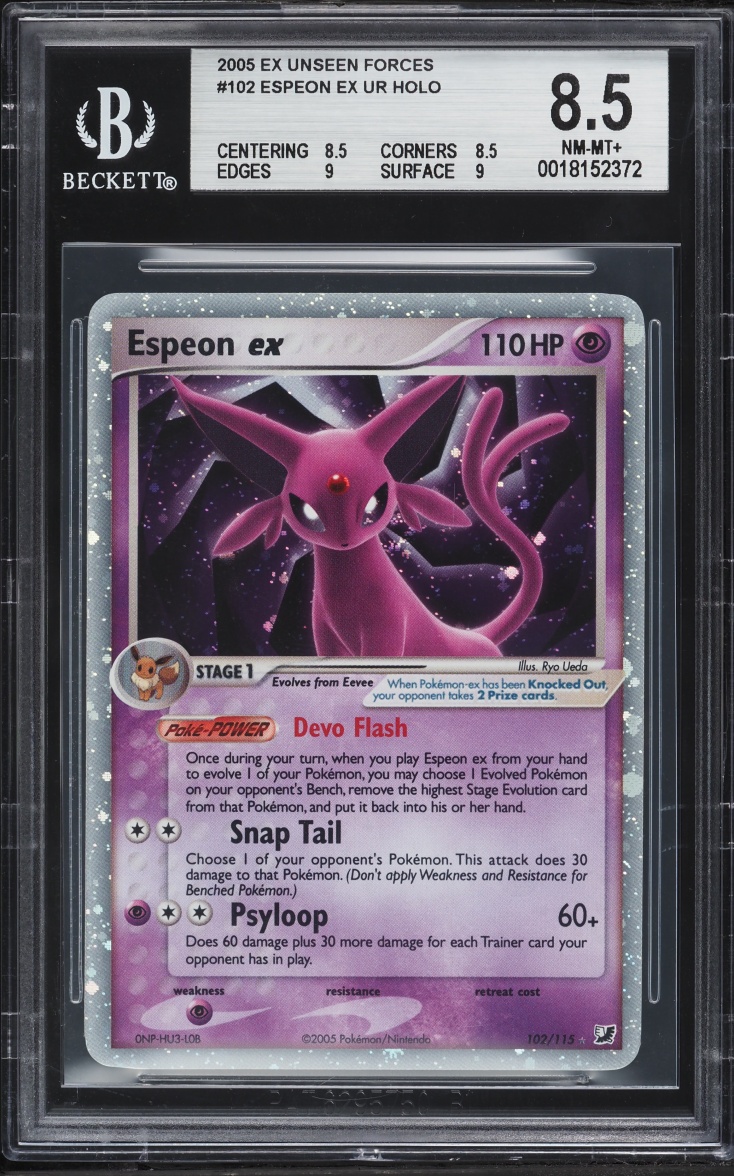 2005 Pokemon EX Unseen Forces Holo Espeon EX #102 BGS 8.5 NM-MT+