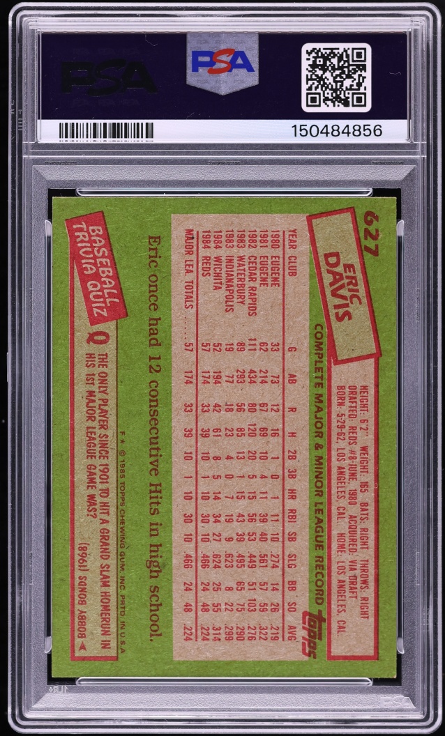 1985 Topps Eric Davis ROOKIE #627 PSA 8 NM-MT