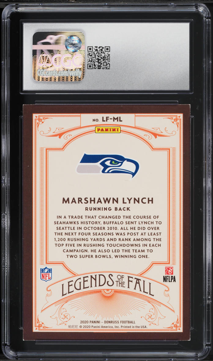2020 Donruss Legends Of The Fall Marshawn Lynch #LF-ML CGC 7.5 NRMT+