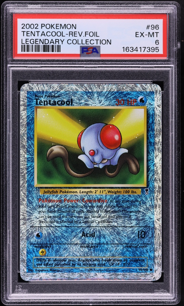 2002 Pokemon Legendary Collection Reverse Holo Tentacool #96 PSA 6 EXMT