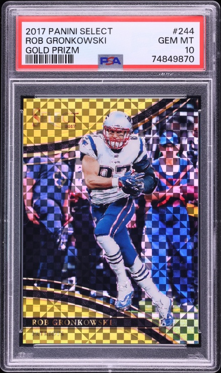 2017 Select Field Level Gold Prizm Rob Gronkowski /10 #244 PSA 10 GEM MINT - Photo 1