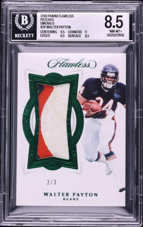 2018 Panini Flawless Emerald Walter Payton Game Used PATCH /3 #PA-WP BGS 8.5 NM-MT+ - Photo 1