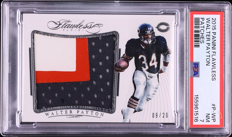2015 Panini Flawless Walter Payton Game Used PATCH /20 #P-WP PSA 7 NRMT - Photo 1