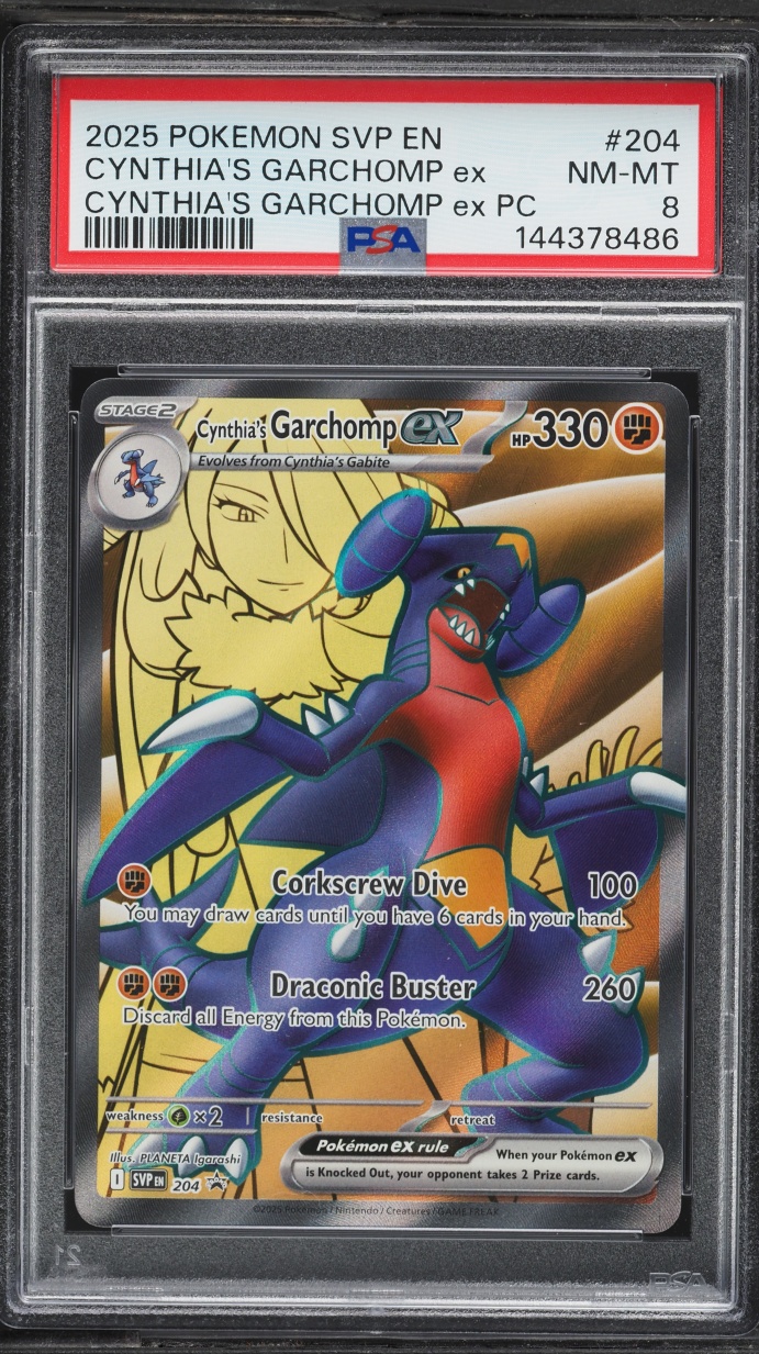 2025 Pokemon Scarlet & Violet Promo Full Art Cynthia's Garchomp EX #204 PSA 8 NM-MT