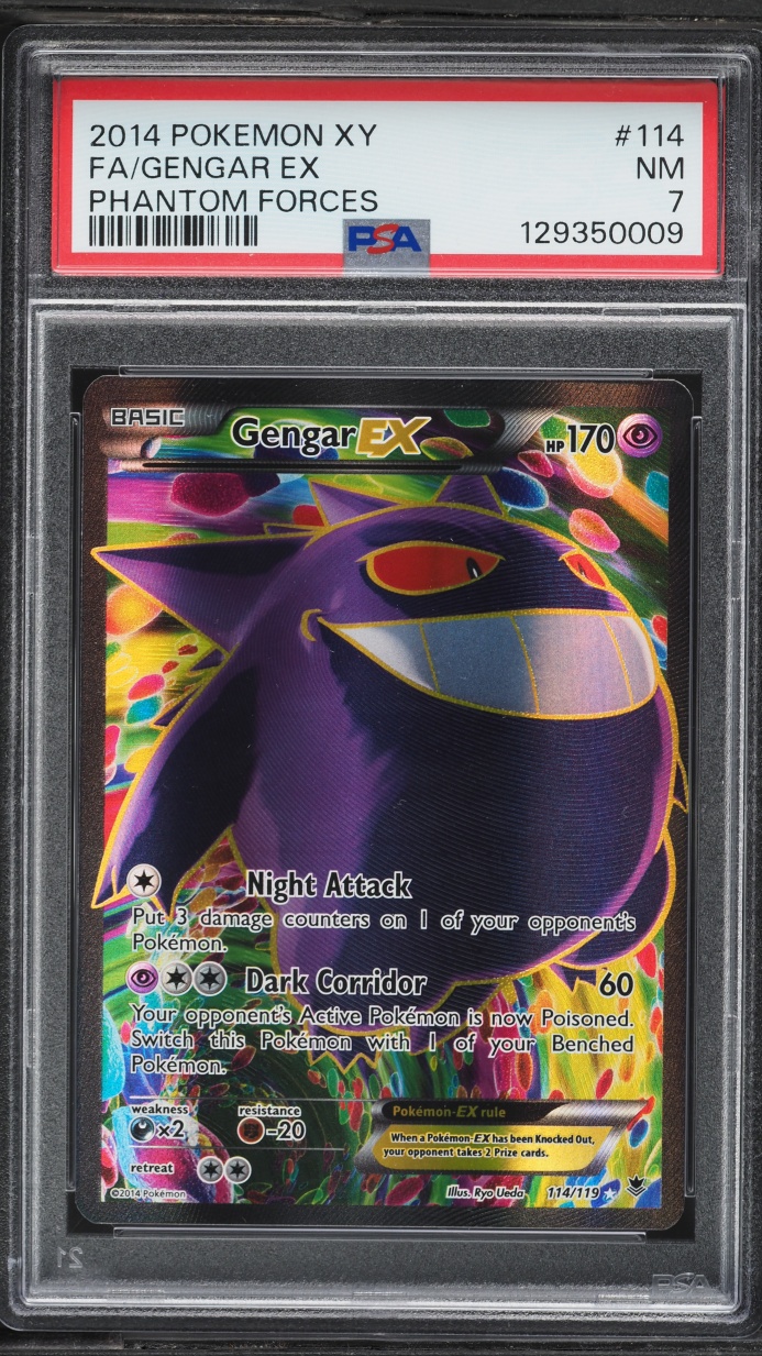 2014 Pokemon XY Phantom Forces Full Art Gengar EX #114 PSA 7 NRMT