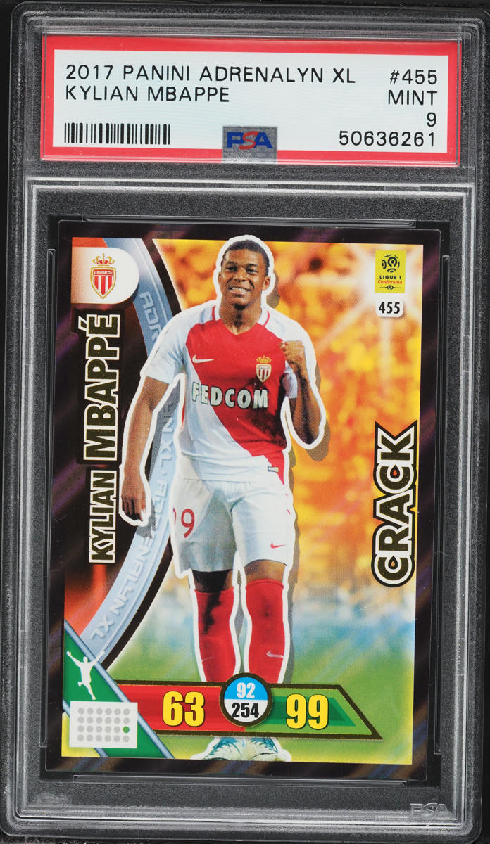 2017 Panini Adrenalyn XL Kylian Mbappe ROOKIE #455 PSA 9 MINT