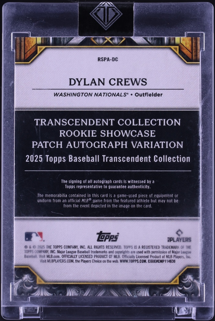 2025 Topps Transcendent Collection Showcase Emerald Dylan Crews ROOKIE PATCH AUTO 5/5 #RSPA-DC