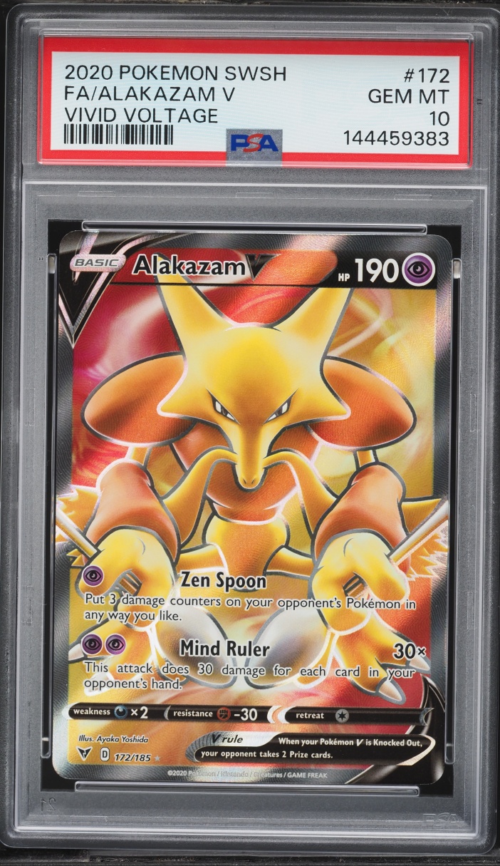 2020 Pokemon Sword & Shield Vivid Voltage Full Art Alakazam V #172 PSA 10 GEM MINT