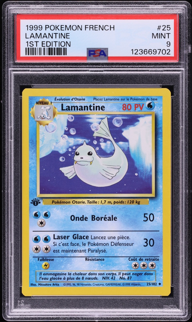1999 Pokemon French Base Set 1st Edition Dewgong #25 PSA 9 MINT