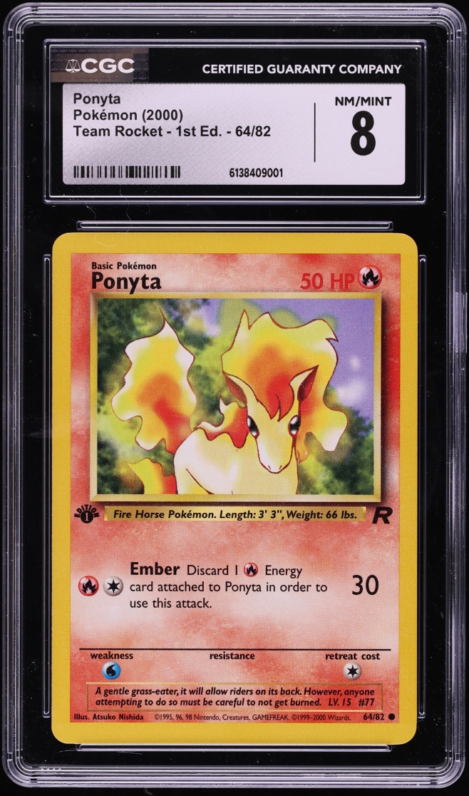 2000 Pokemon Team Rocket 1st Edition Ponyta #64 CGC 8 NM-MT
