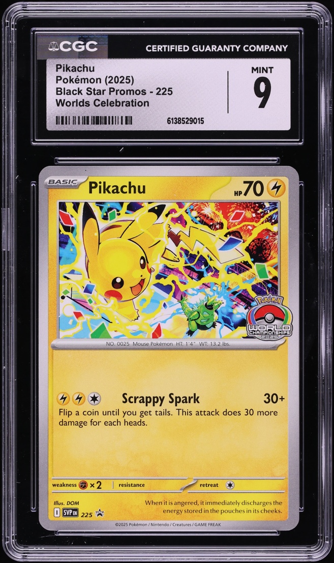 2025 Pokemon Scarlet & Violet Promo Worlds Celebration Pikachu #225 CGC 9 MINT