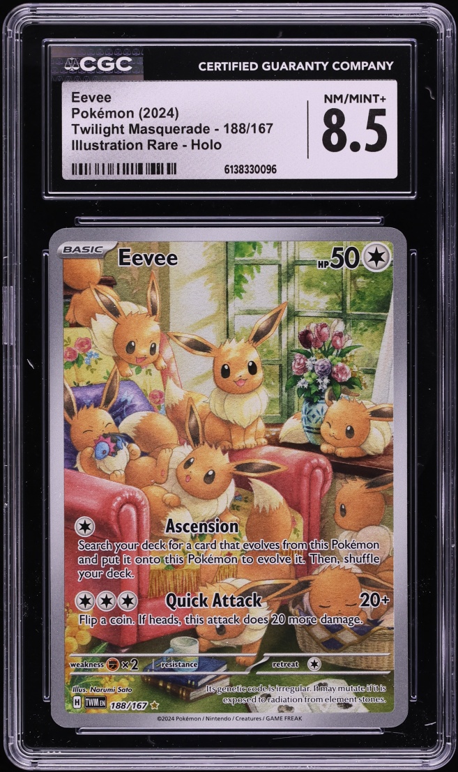 2024 Pokemon Scarlet & Violet Twilight Masquerade IR Eevee #188 CGC 8.5 NM-MT+