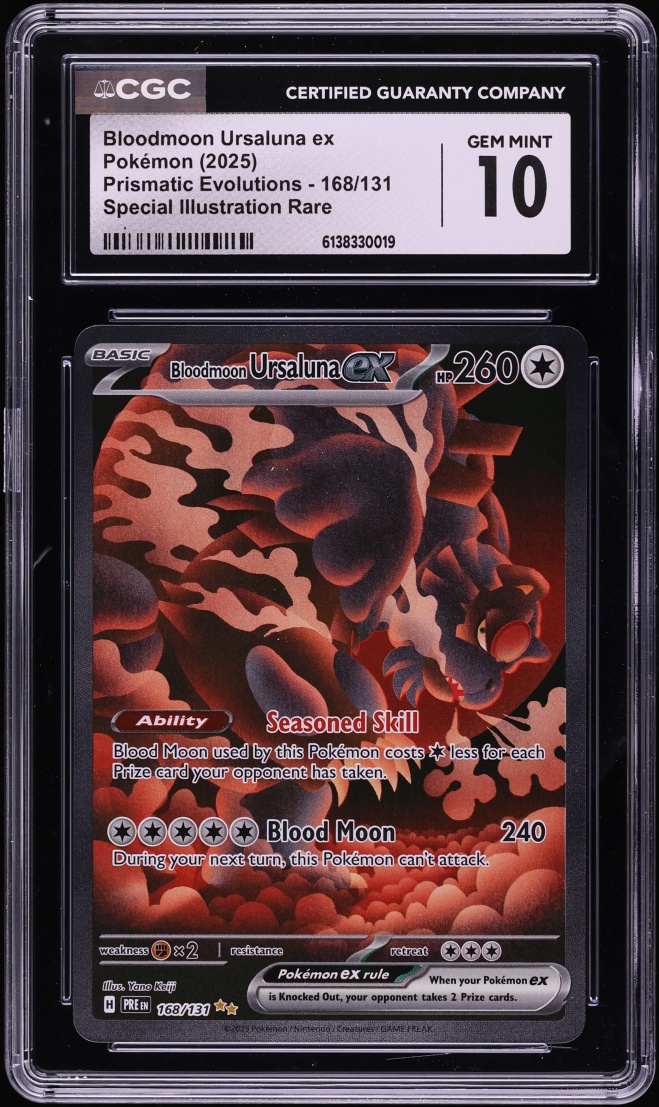 2025 Pokemon SV Prismatic Evolutions SIR Bloodmoon Ursaluna EX #168 CGC 10 GEM MINT