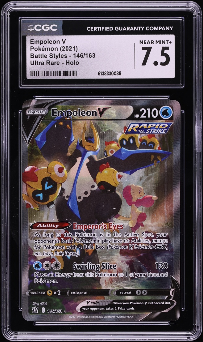 2021 Pokemon Sword & Shield Battle Styles Alt Art Empoleon V #146 CGC 7.5 NRMT+