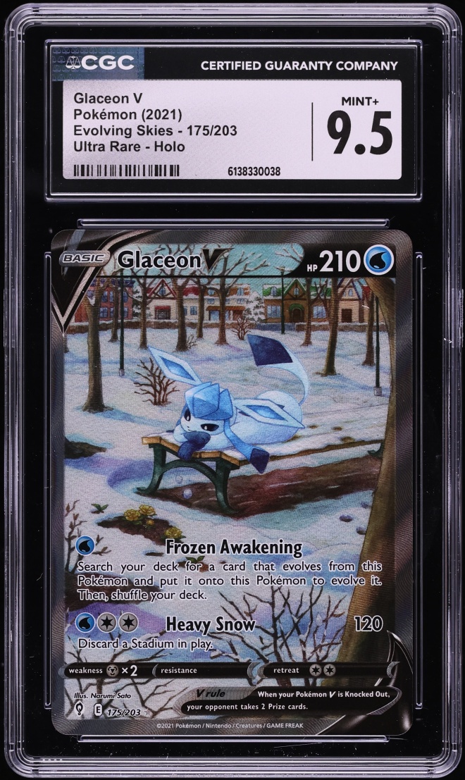 2021 Pokemon Sword & Shield Evolving Skies Alt Art Glaceon V #175 CGC 9.5 MINT+