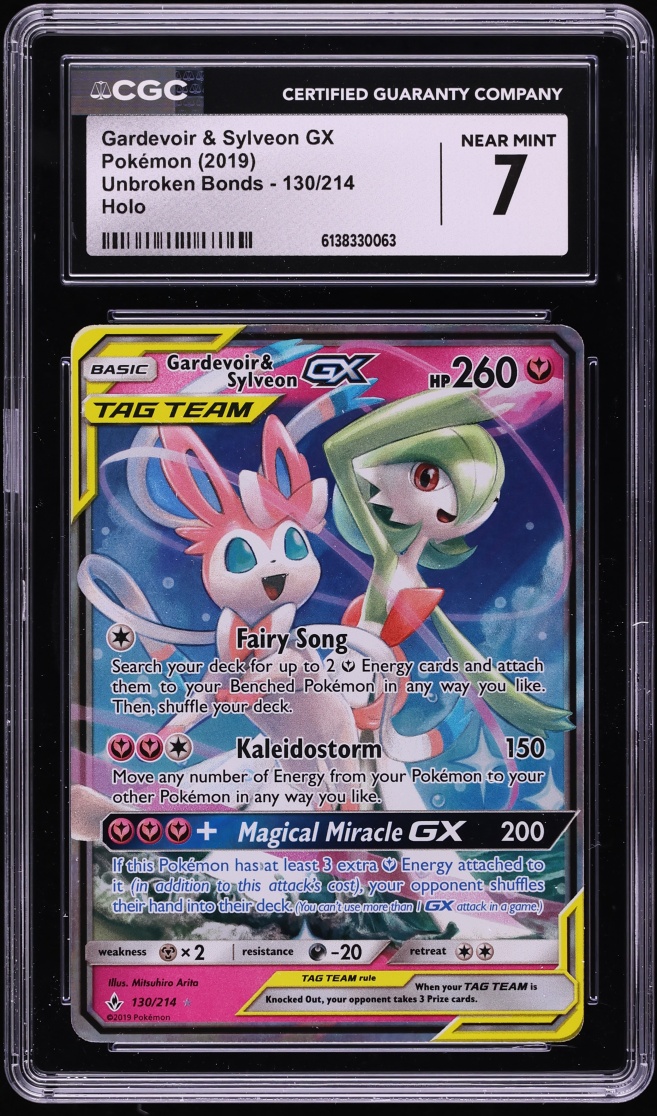 2019 Pokemon Sun & Moon Unbroken Bonds Gardevoir & Sylveon GX #130 CGC 7 NRMT