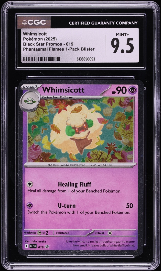2025 Pokemon SV Black Star Promo Phantasmal Flames 1 Pack Blister Whimsicott #019 CGC 9.5 MINT+