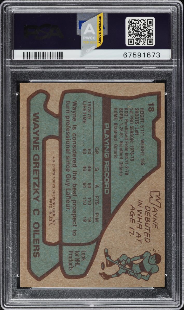 1979 Topps Hockey Wayne Gretzky ROOKIE #18 PSA 6 EXMT