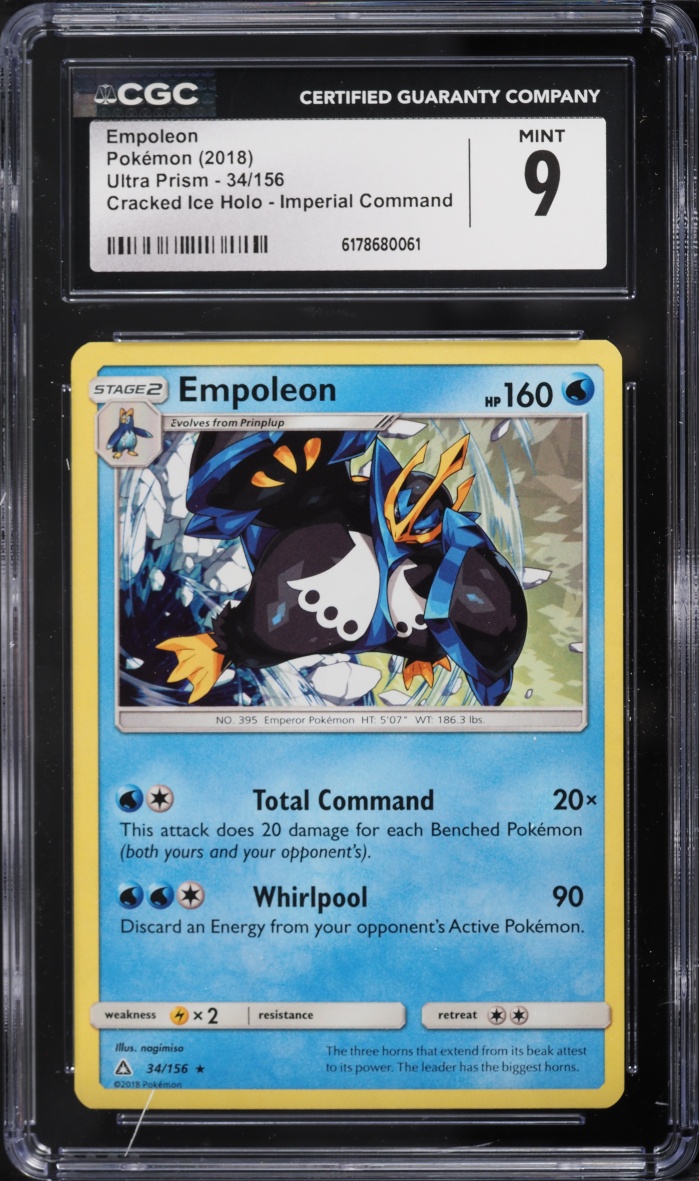 2018 Pokemon Sun & Moon Ultra Prism Imperial Command Cracked Ice Holo Empoleon #34 CGC 9 Mint