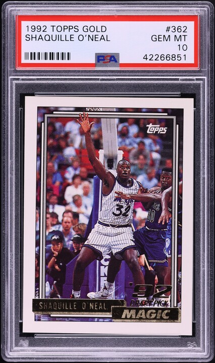 1992 Topps Gold Shaquille O'Neal ROOKIE RC #362 PSA 10 GEM MINT on
