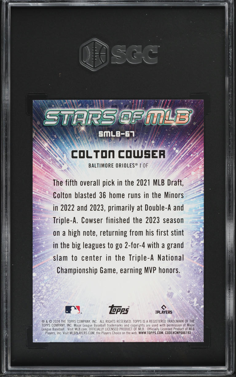 2024 Topps Update Stars Of MLB Colton Cowser ROOKIE #SMLB-67 SGC 10 GEM MINT
