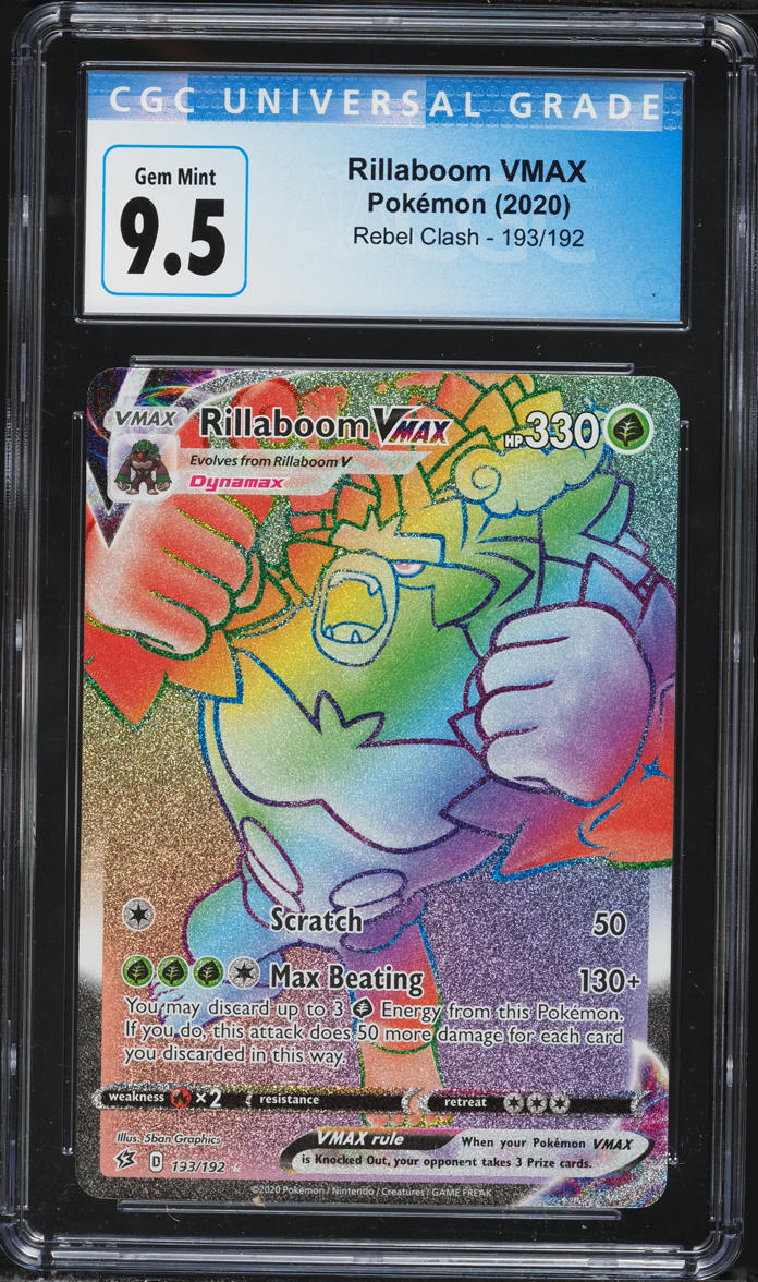 2020 Pokemon Sword & Shield Rebel Clash Rainbow Rare Rillaboom VMAX #193 CGC 9.5 GEM MINT