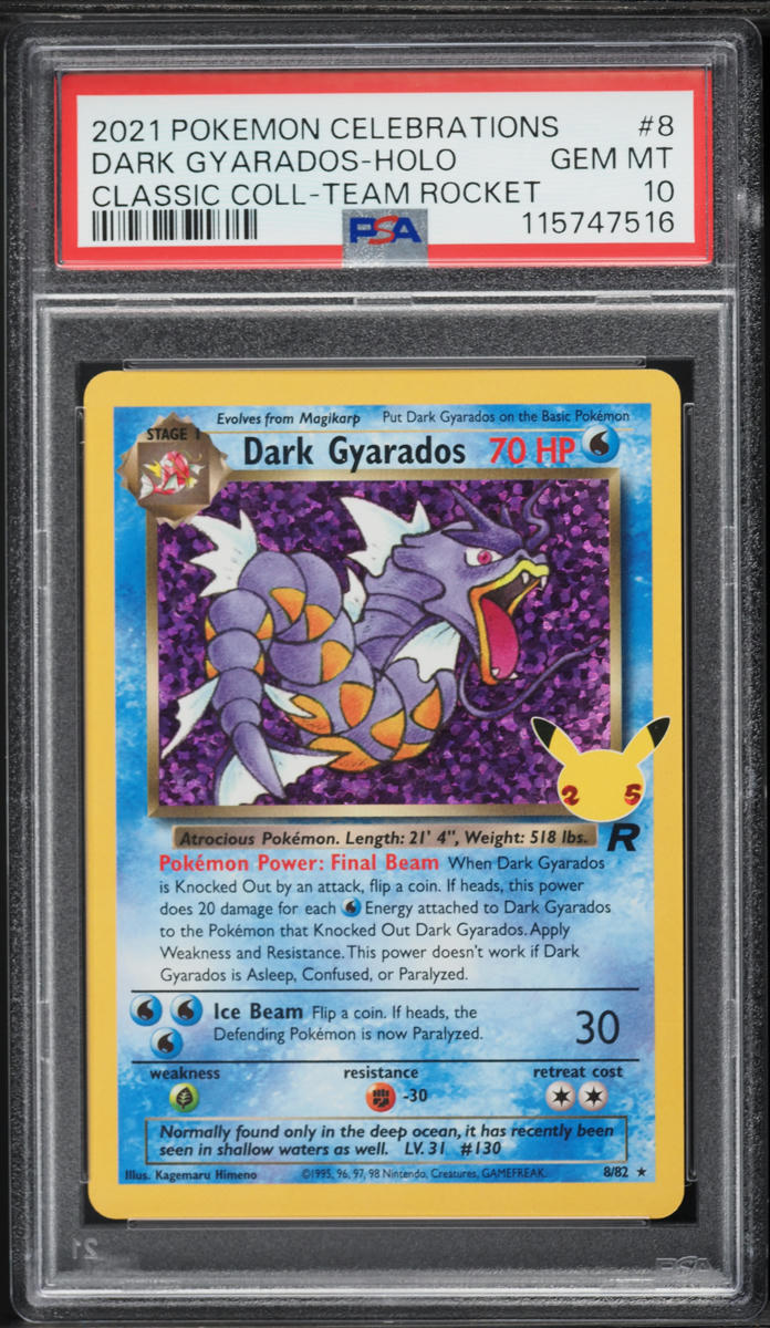 2021 Pokemon Sword & Shield Celebrations Classic Collection Holo Dark Gyarados #8 PSA 10 GEM