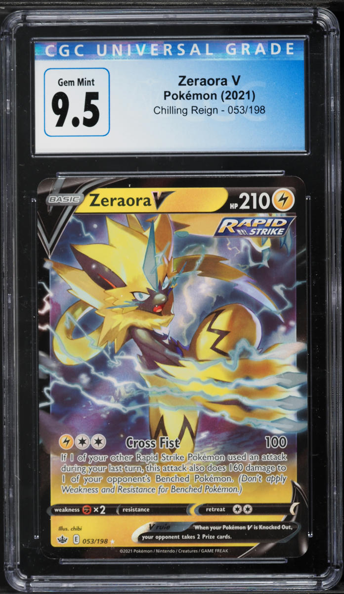 2021 Pokemon Sword & Shield Chilling Reign Zeraora V #53 CGC 9.5 GEM MINT