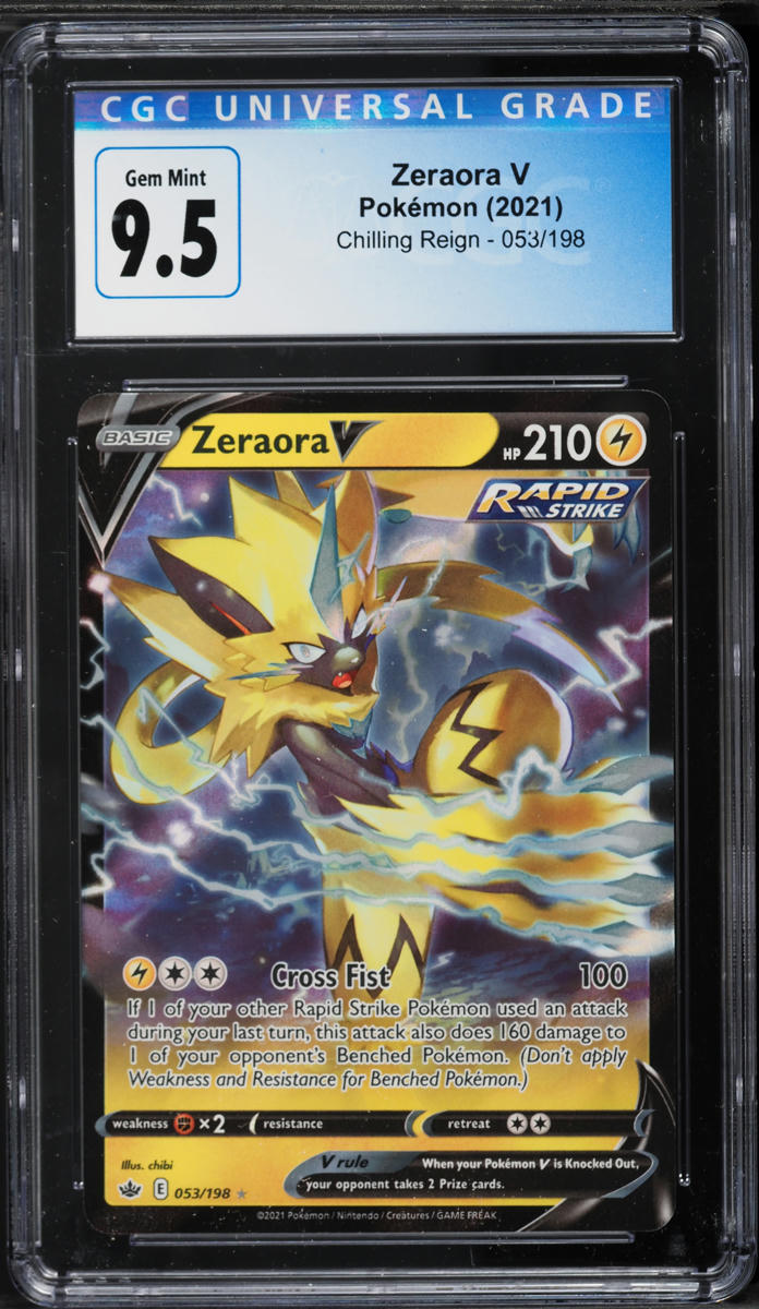 2021 Pokemon Sword & Shield Chilling Reign Zeraora V #53 CGC 9.5 GEM MINT