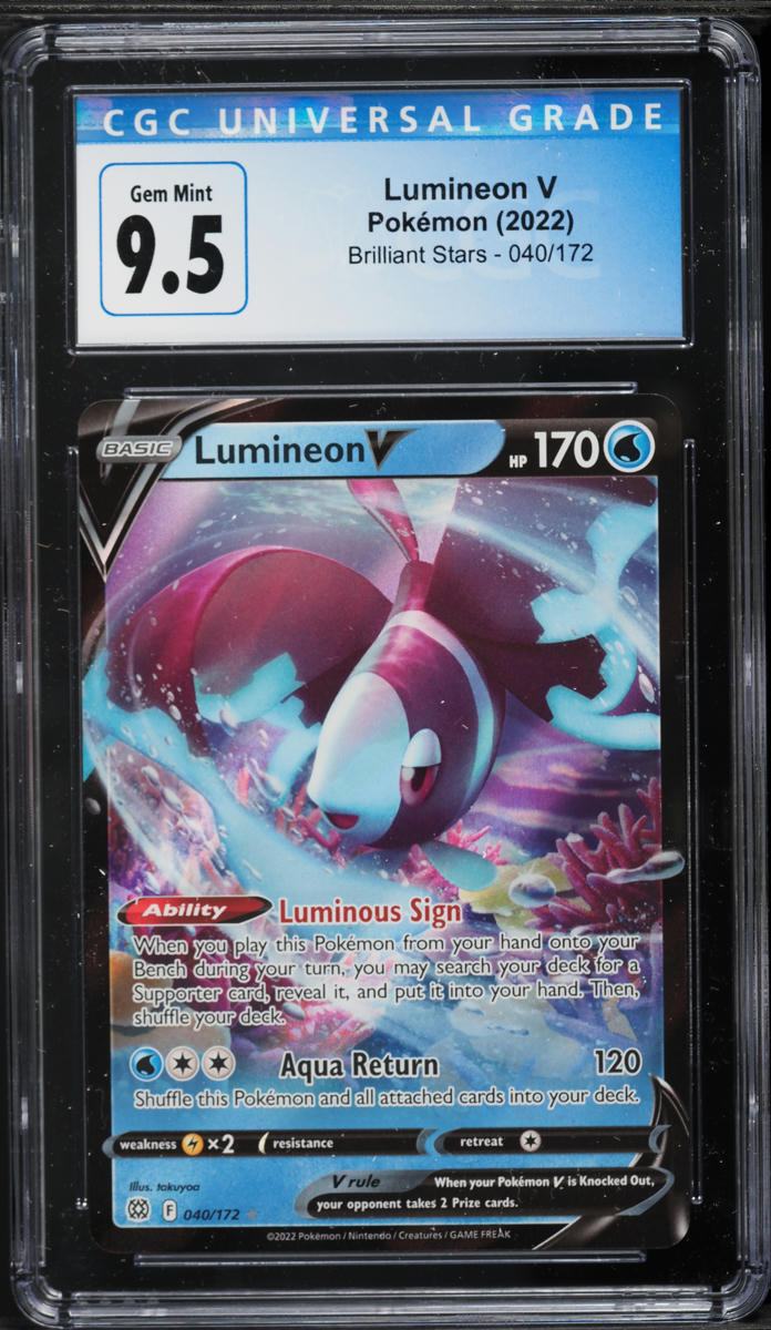 2022 Pokemon Sword & Shield Brilliant Stars Holo Lumineon V #040 CGC 9.5 GEM MINT