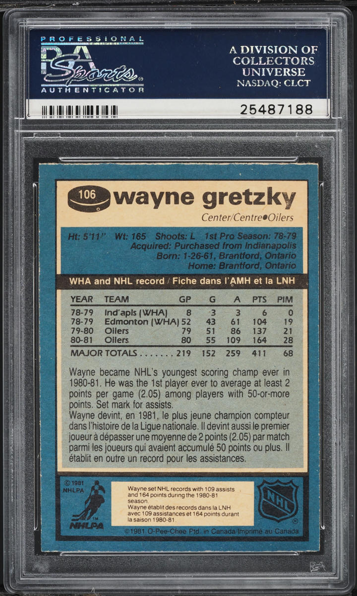 1981 O-Pee-Chee Hockey Wayne Gretzky #106 PSA 9 MINT