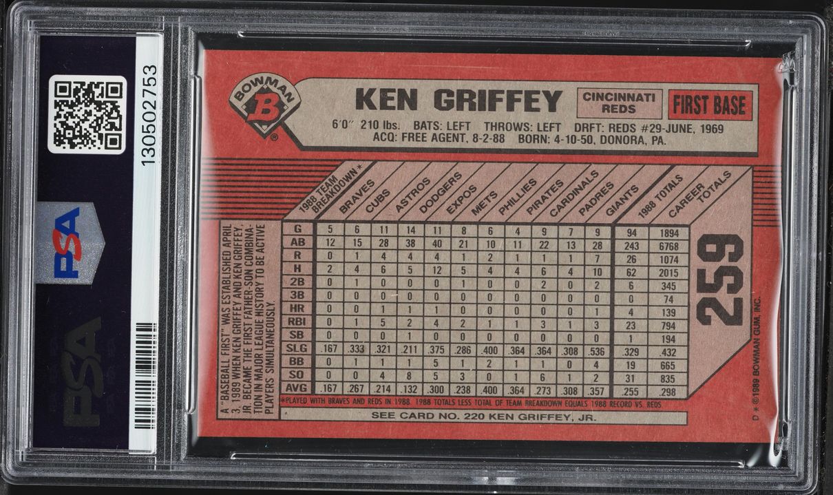 1989 Bowman Ken Griffey Jr. ROOKIE #259 PSA 8 NM-MT
