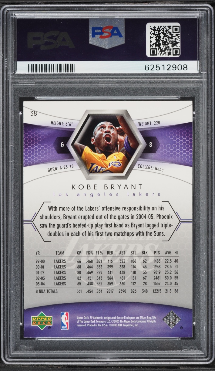 2004 SP Authentic Kobe Bryant #38 PSA 10 GEM MINT