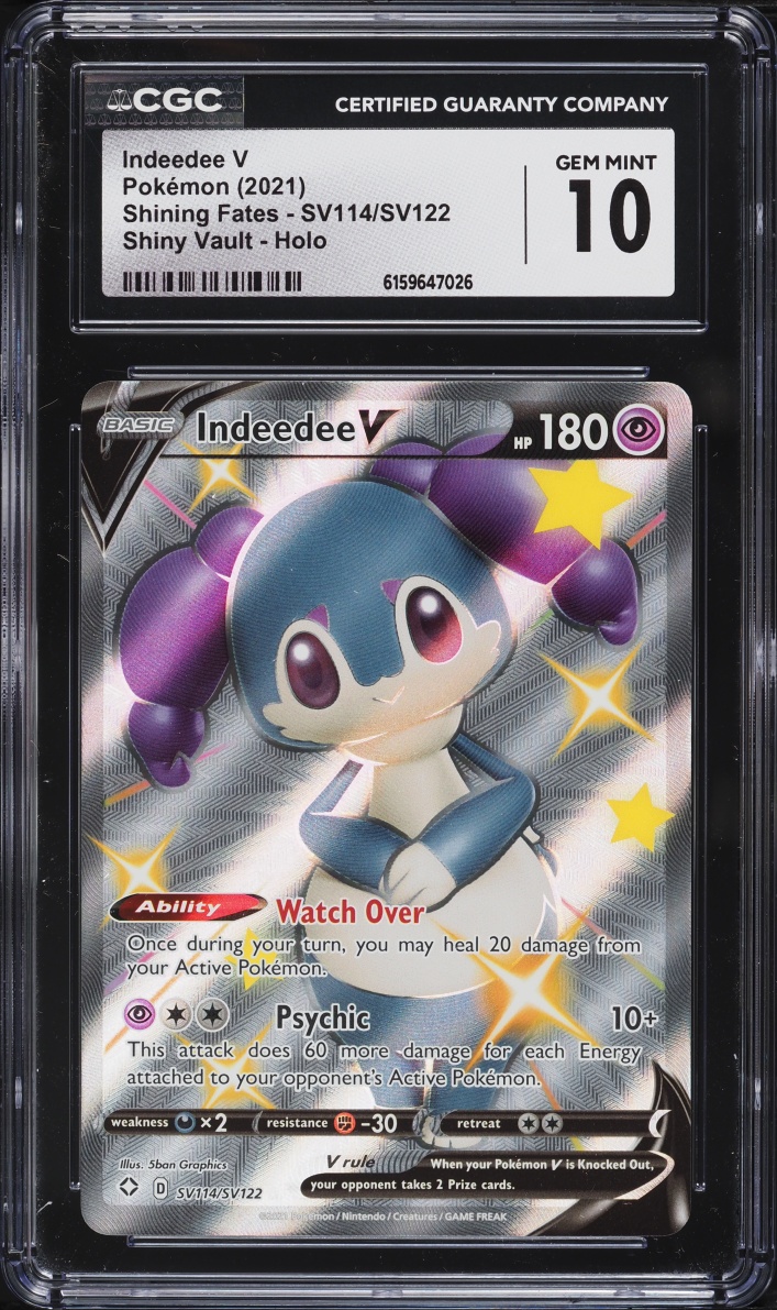 2021 Pokemon SWSH Shining Fates Shiny Vault Full Art Shiny Indeedee V #SV114 CGC 10 GEM MINT