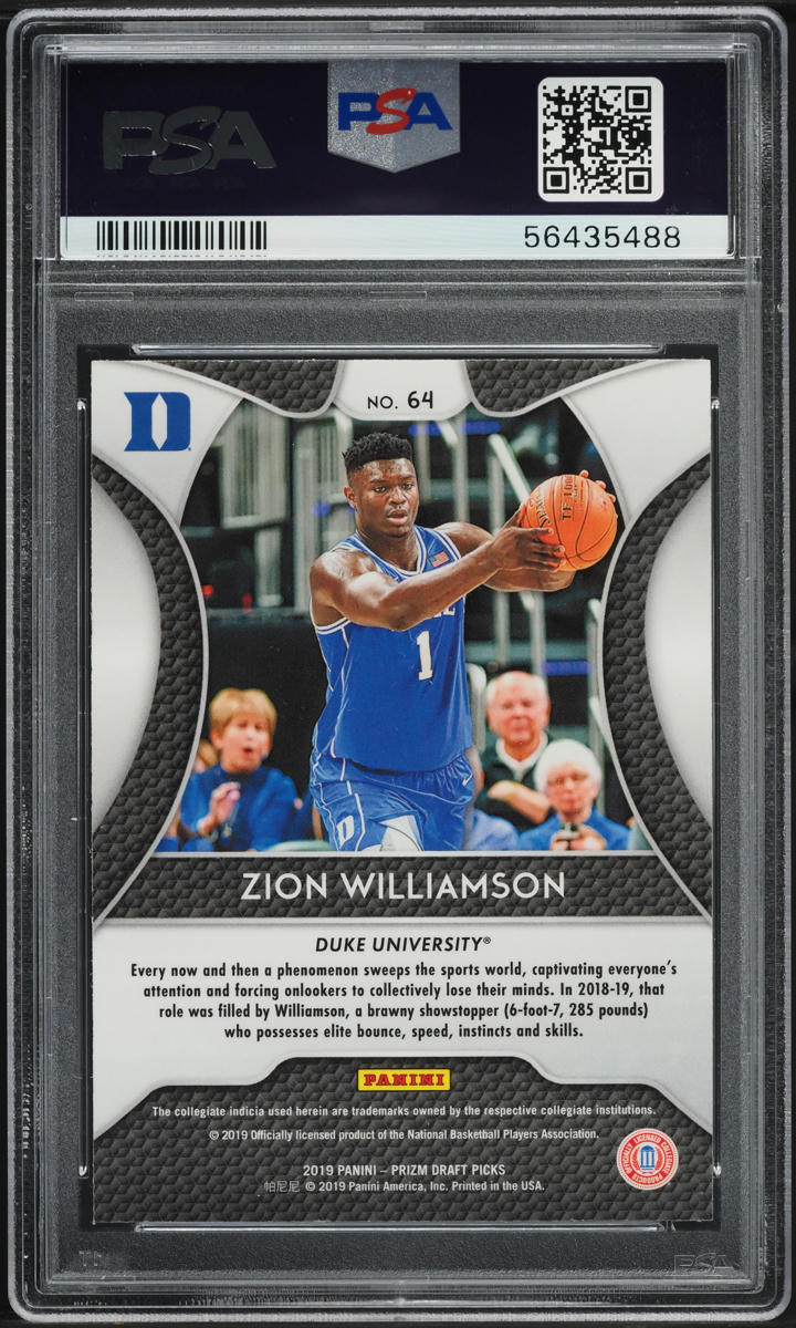 2019 Panini Prizm Draft Picks Zion Williamson ROOKIE #64 PSA 10 GEM MINT