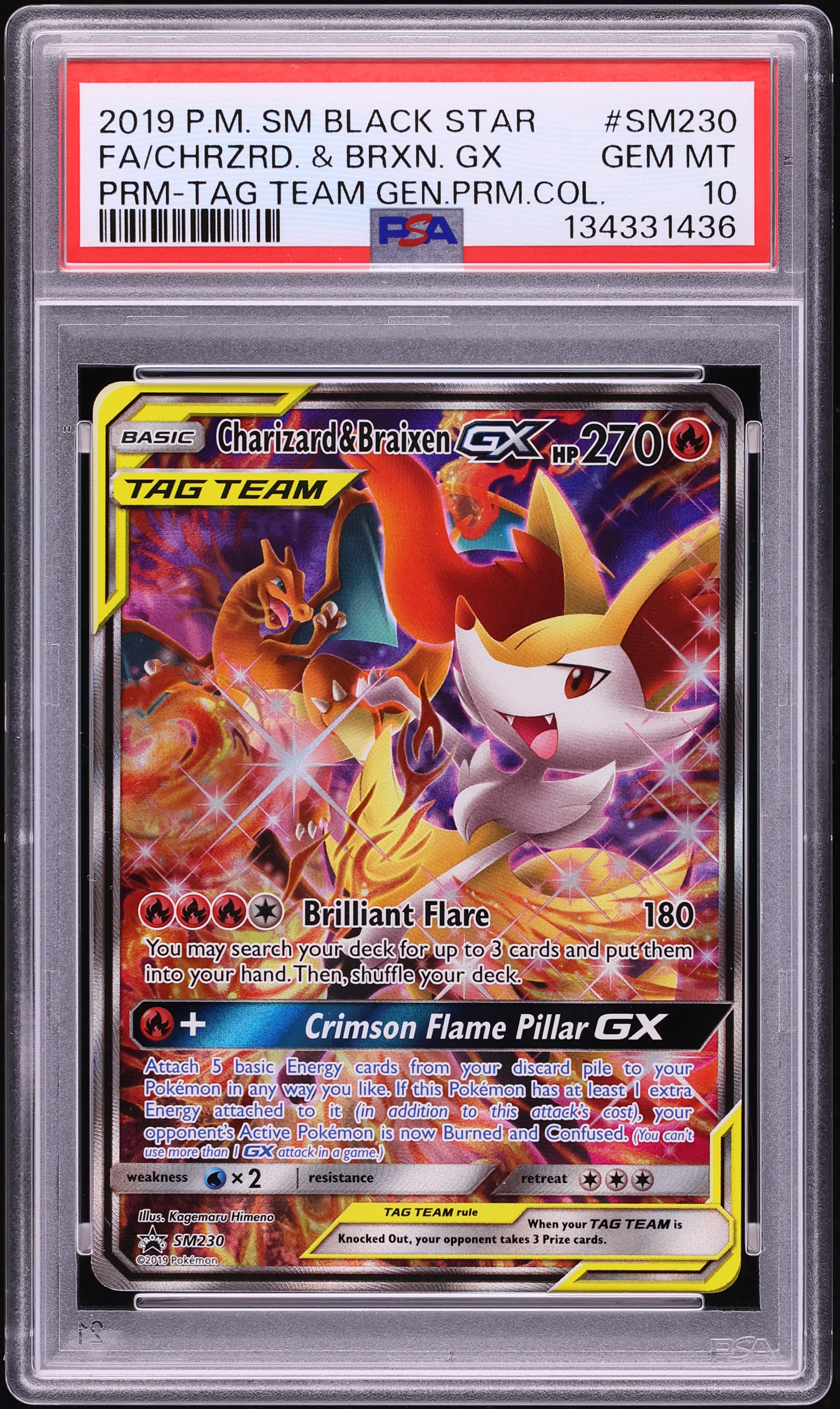 2019 Pokemon SM Promo Tag Team Generations Premium Charizard Braixen GX #SM230 PSA 10 GEM MINT