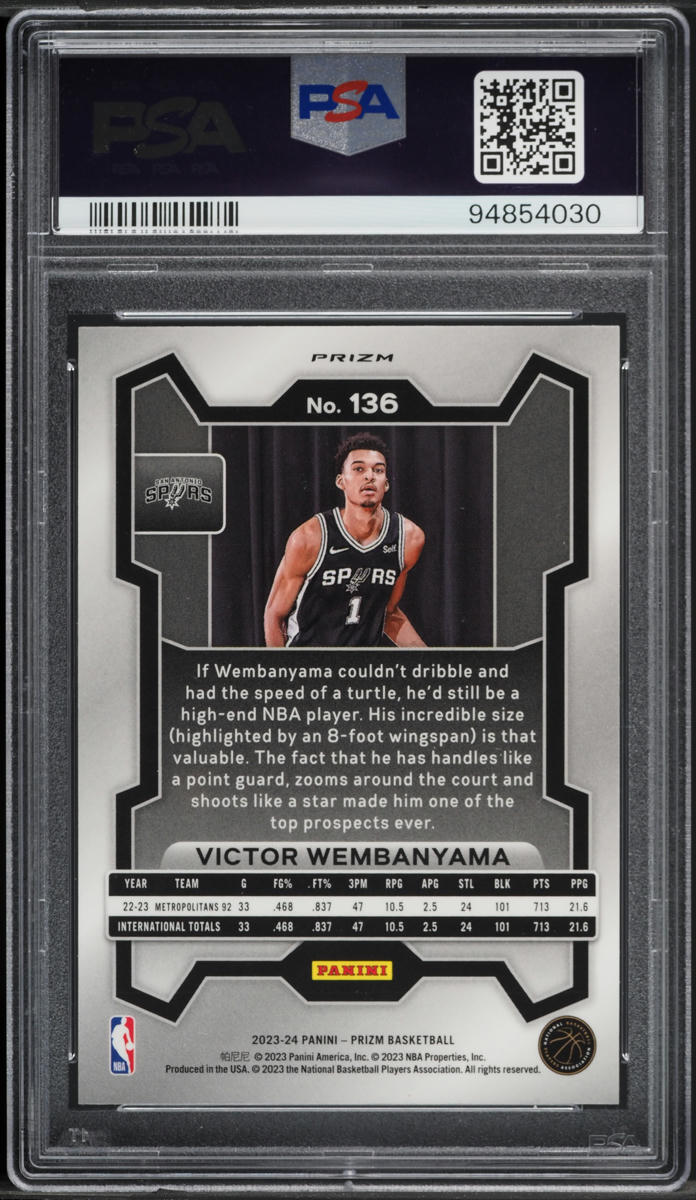 2023 Panini Prizm Orange Ice Victor Wembanyama ROOKIE #136 PSA 10 GEM MINT