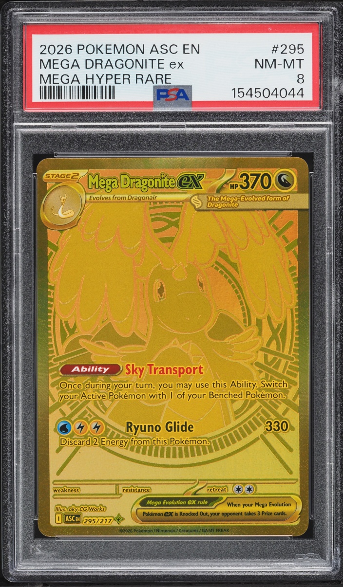 2026 Pokemon Mega Evolution Ascended Heroes MHR Mega Dragonite ex #295 PSA 8 NM-MT
