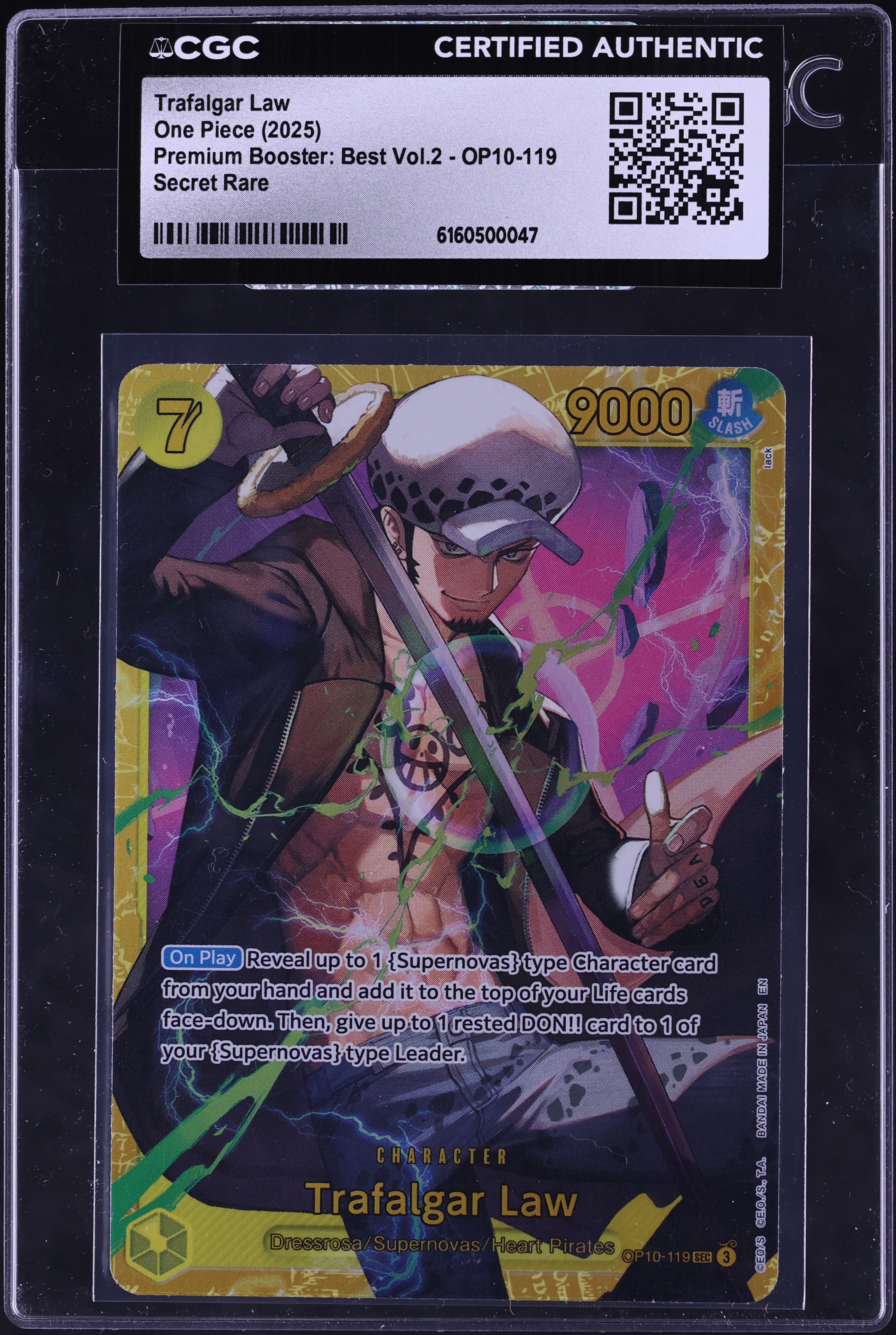 2025 One Piece Premium Best Volume 2 Trafalgar Law #OP10-119 CGC AUTH