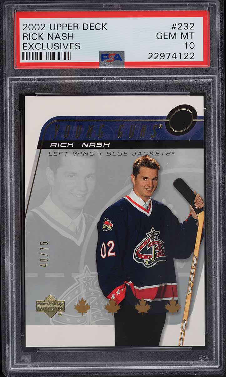 2002 Upper Deck Young Guns Exclusives Rick Nash ROOKIE /75 #232 PSA 10 GEM MINT