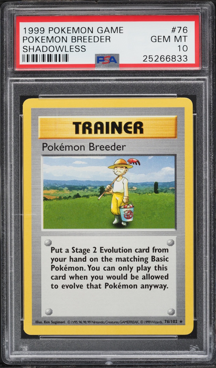 1999 Pokemon Base Set Shadowless Pokemon Breeder #76 PSA 10 GEM MINT