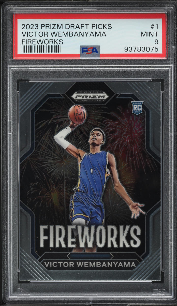 2023 Panini Prizm Draft Picks Fireworks Victor Wembanyama ROOKIE #1 PSA 9 MINT
