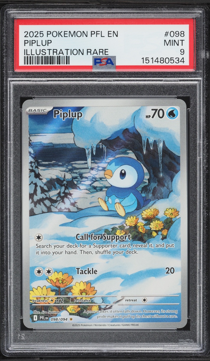 2025 Pokemon Mega Evolution Phantasmal Flames IR Piplup #98 PSA 9 MINT