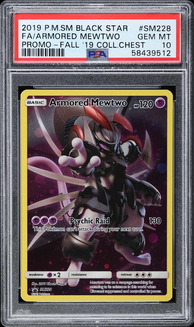 2019 Pokemon Sun & Moon Promo Fall Collector Chest Full Art Armored Mewtwo #SM228 PSA 10 GEM