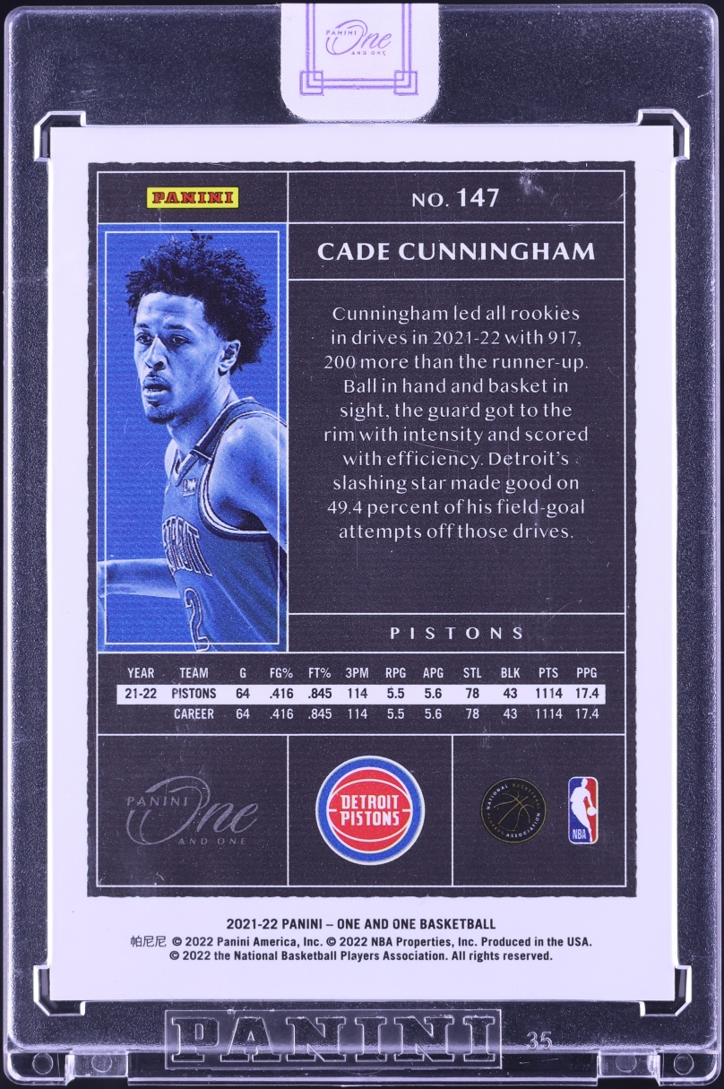 2021 Panini One And One Cade Cunningham ROOKIE /99 #147