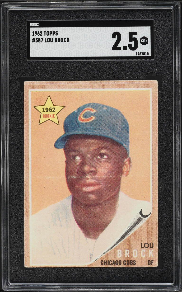 1962 Topps Lou Brock ROOKIE #387 SGC 2.5 GD+